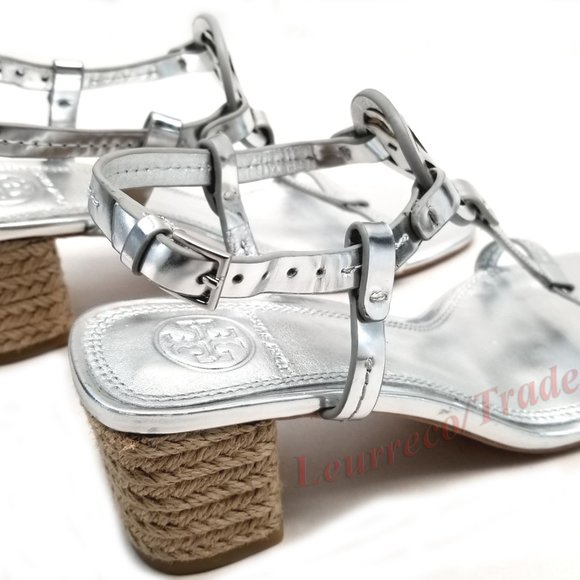 Tory Burch Silver Metallic Espadrille Sandals - Picture 6 of 6